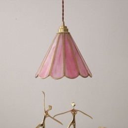 Pendelleuchte aus Glas im japanischen Stil, Retro-Blütenblatt-Leuchte