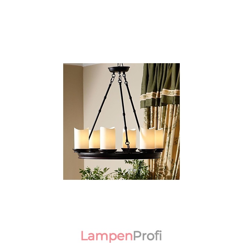 Vintage Kronleuchter 6 Lichter Stahl und Glas