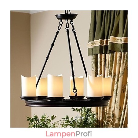 Vintage Kronleuchter 6 Lichter Stahl und Glas