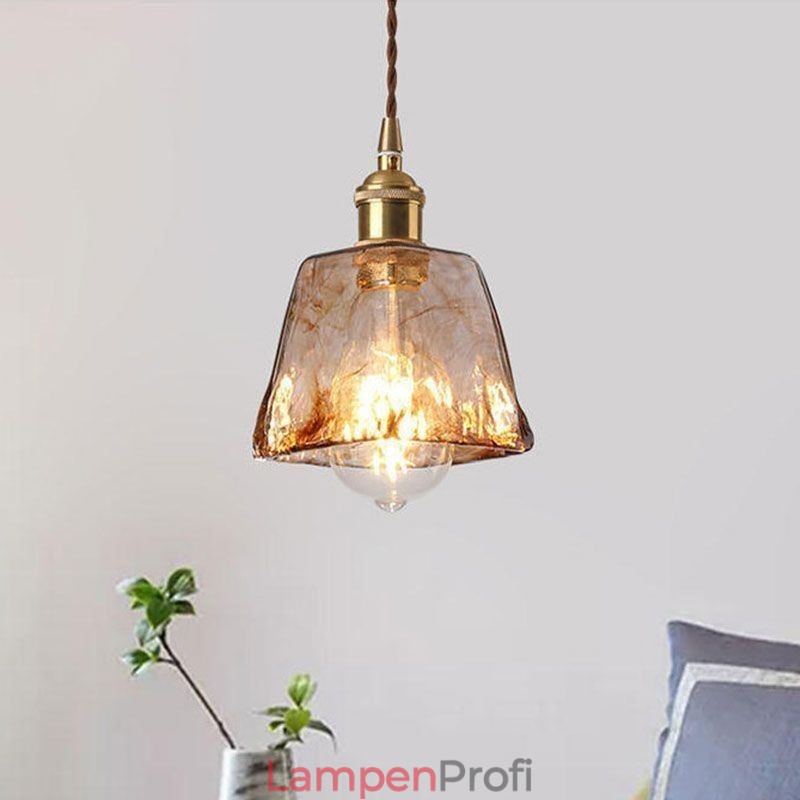 Einzigartige Mini-Pendelleuchte aus Glas im japanischen Stil, bernsteinfarben, dekorative Beleuchtung