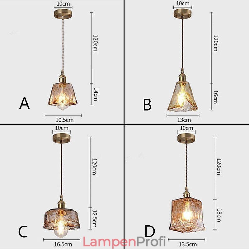 Einzigartige Mini-Pendelleuchte aus Glas im japanischen Stil, bernsteinfarben, dekorative Beleuchtung