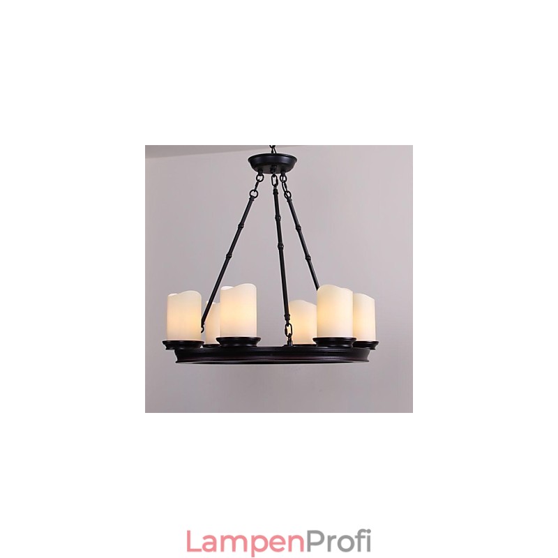 Vintage Kronleuchter 6 Lichter Stahl und Glas