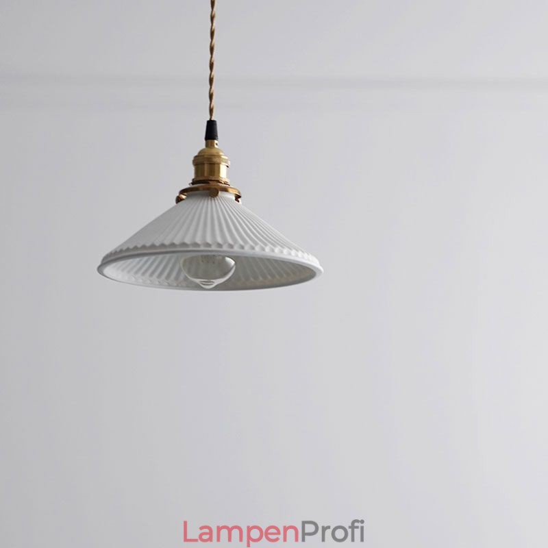 Keramik-Pendelleuchte im japanischen Stil, Retro-Plissee-Pendelleuchte