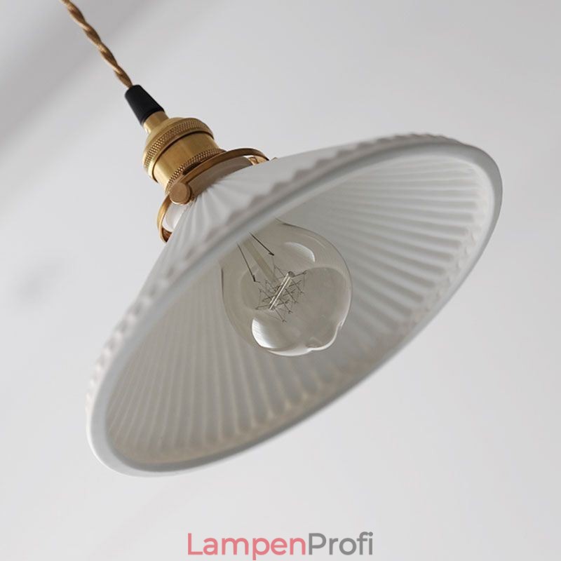 Keramik-Pendelleuchte im japanischen Stil, Retro-Plissee-Pendelleuchte