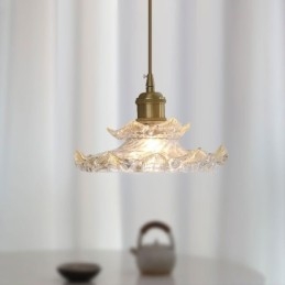 Pendelleuchte aus Glas im japanischen Stil Lotusglas-Pendelleuchte