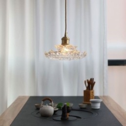 Pendelleuchte aus Glas im japanischen Stil Lotusglas-Pendelleuchte