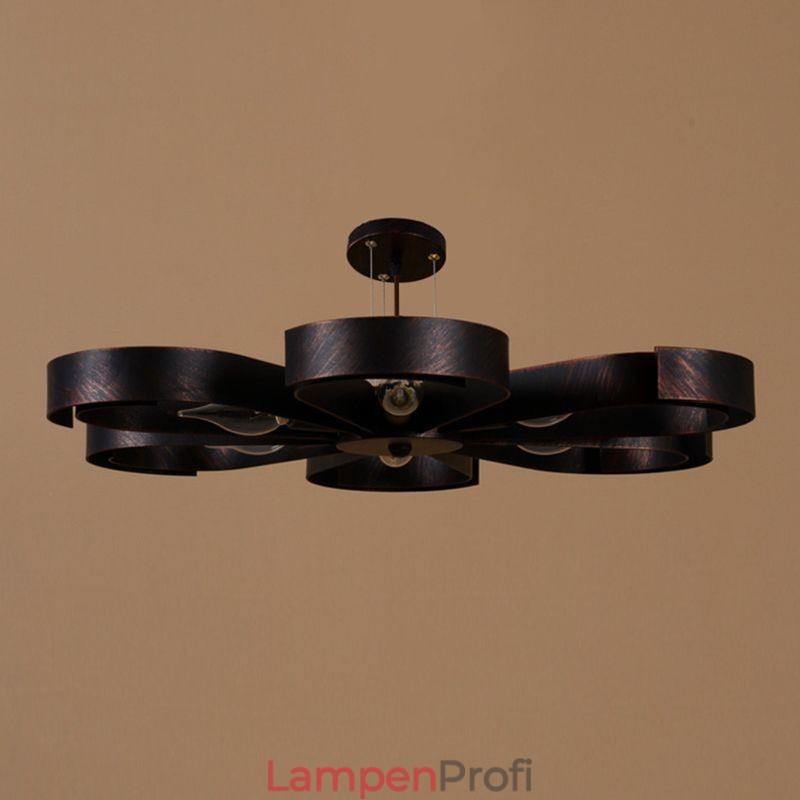 Moderne Vintage-Deckenleuchte aus Eisen in Blumenform