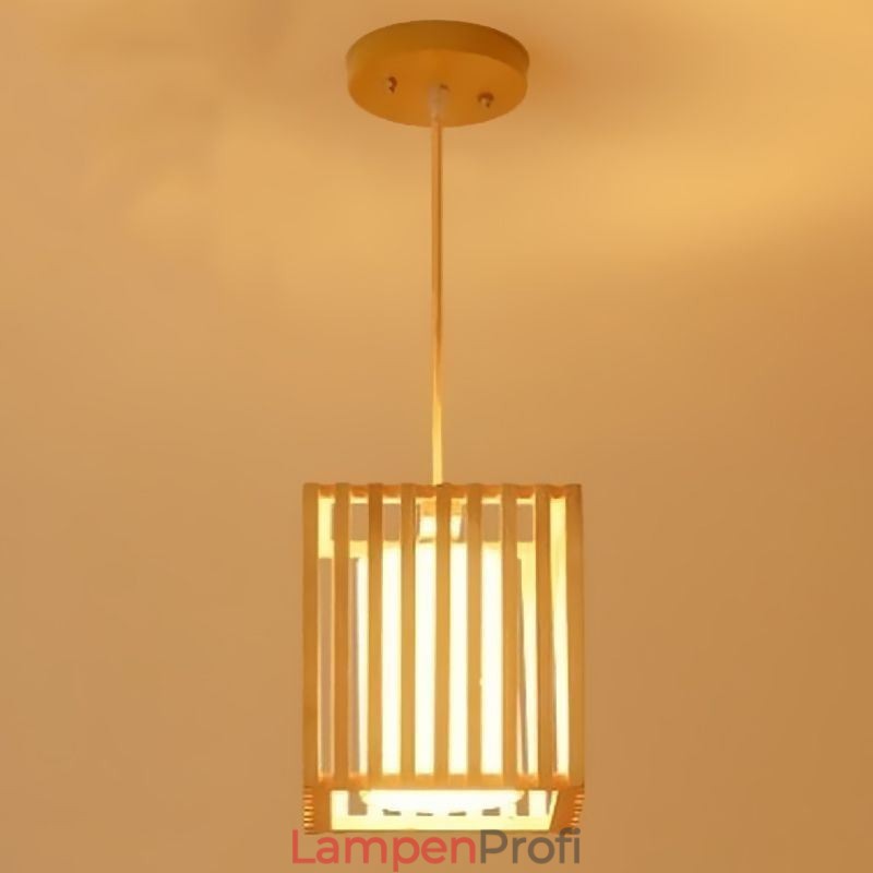 Minimalistische Holzkäfig-Pendelleuchte
