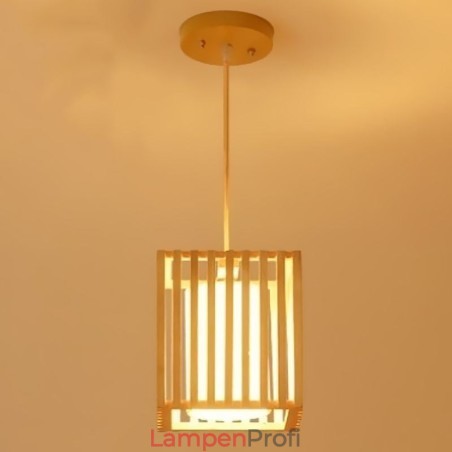 Minimalistische Holzkäfig-Pendelleuchte Minimalistische Holzkäfig-Pendelleuchte