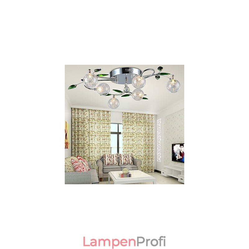 Kronleuchter 6 Lichter Land Aluminium Glas Chrom