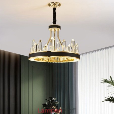 Moderne Kristall-Pendelleuchte, kreisförmige Kristall-Deckenleuchte Moderne Kristall-Pendelleuchte, kreisförmige Kristall-Deckenleuchte