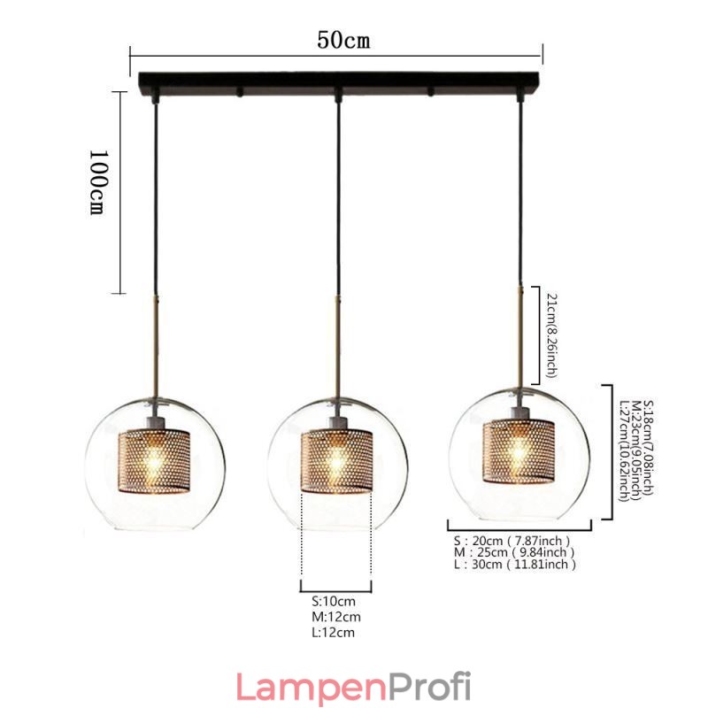 Minimalistische Glas Cluster Pendelleuchte 3 Licht Deckenleuchte Insel