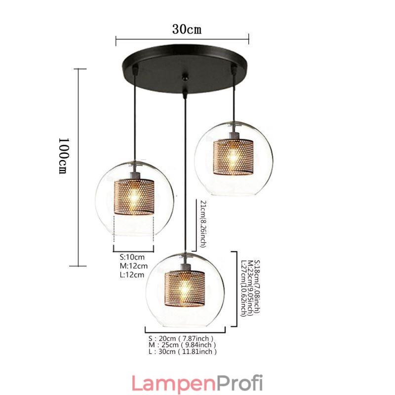 Minimalistische Glas Cluster Pendelleuchte 3 Licht Deckenleuchte Insel