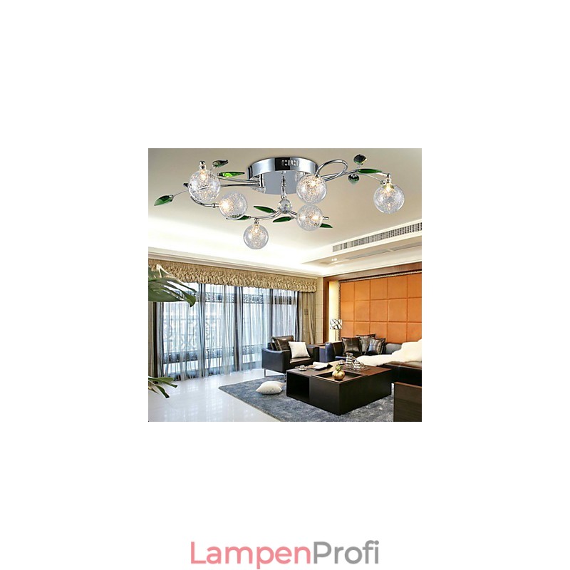 Kronleuchter 6 Lichter Land Aluminium Glas Chrom
