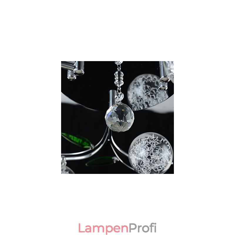 Kronleuchter 6 Lichter Land Aluminium Glas Chrom