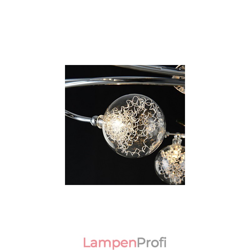 Kronleuchter 6 Lichter Land Aluminium Glas Chrom