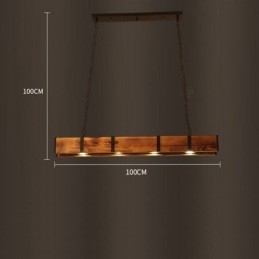 Pendelleuchte im Industriestil, rechteckig, Holz, Deckenleuchte, Insel