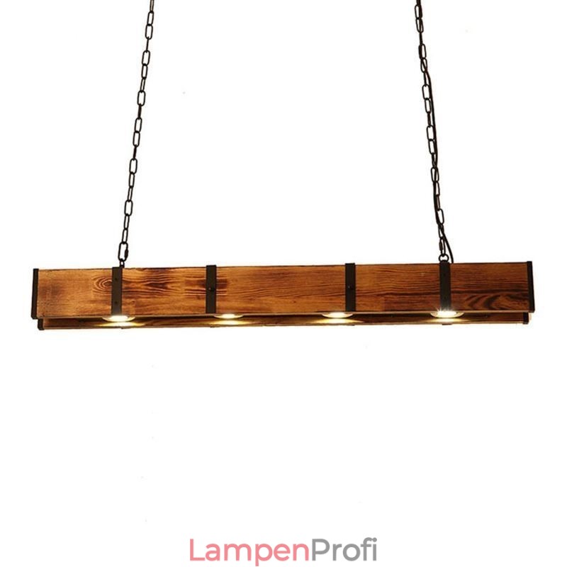 Pendelleuchte im Industriestil, rechteckig, Holz, Deckenleuchte, Insel