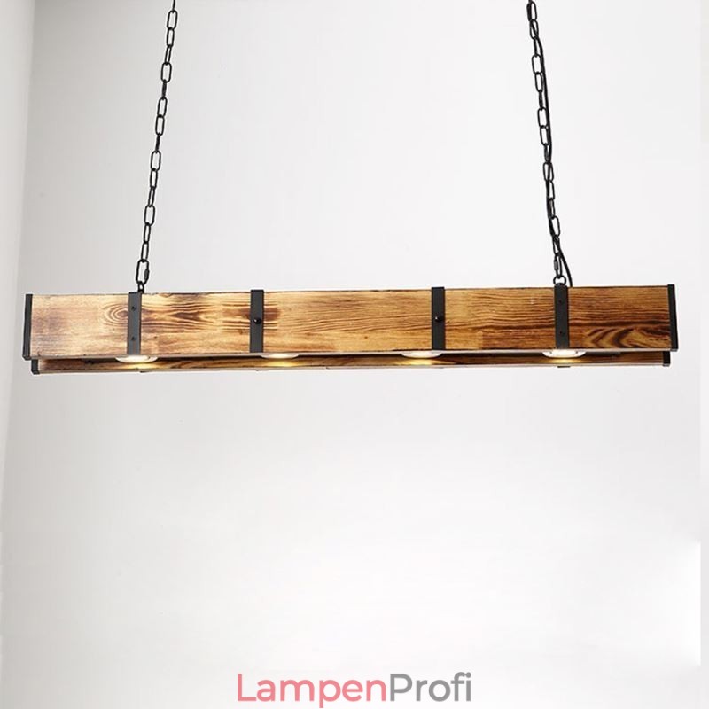 Pendelleuchte im Industriestil, rechteckig, Holz, Deckenleuchte, Insel