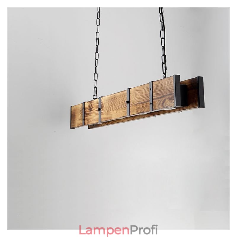 Pendelleuchte im Industriestil, rechteckig, Holz, Deckenleuchte, Insel