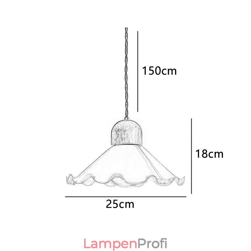 Moderne Pendelleuchte aus Glas mit Spitze und Einzelkopf
