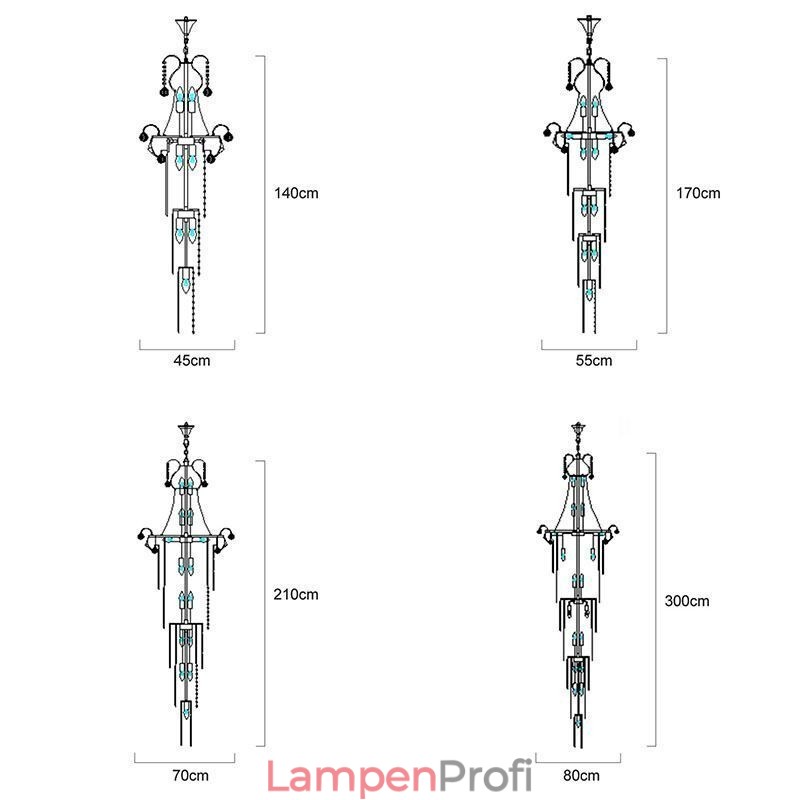Eleganter langer Kristall-Kronleuchter