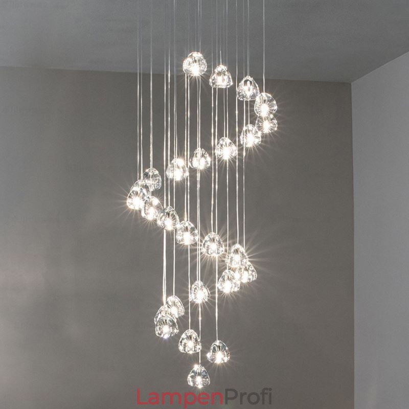 Moderne Kristall Cluster Pendelleuchte Einzigartige Kristall Lampenschirm Duplex Treppe