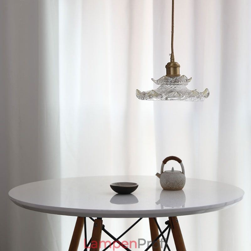 Pendelleuchte aus Glas im japanischen Stil Lotusglas-Pendelleuchte