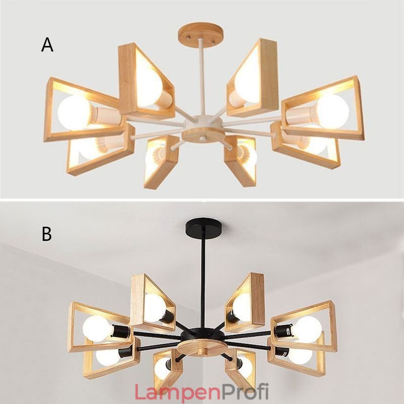 Moderner fächerförmiger Kronleuchter, elegante Pendelleuchte aus Holz