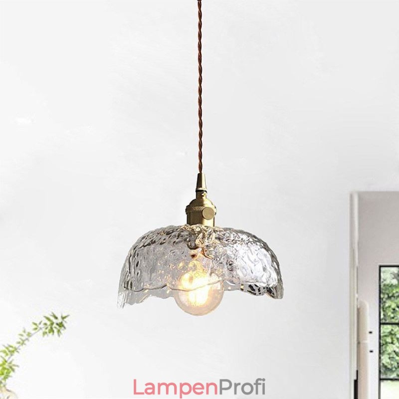 Unregelmäßige Pendelleuchte aus Messingglas, Hammerglas-Deckenleuchte
