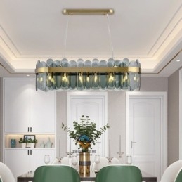 Minimalistische Glas Pendelleuchte Einzigartige Farbe Rechteck Deckenleuchte Insel