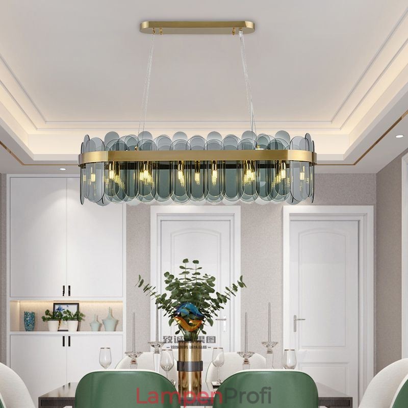 Minimalistische Glas Pendelleuchte Einzigartige Farbe Rechteck Deckenleuchte Insel