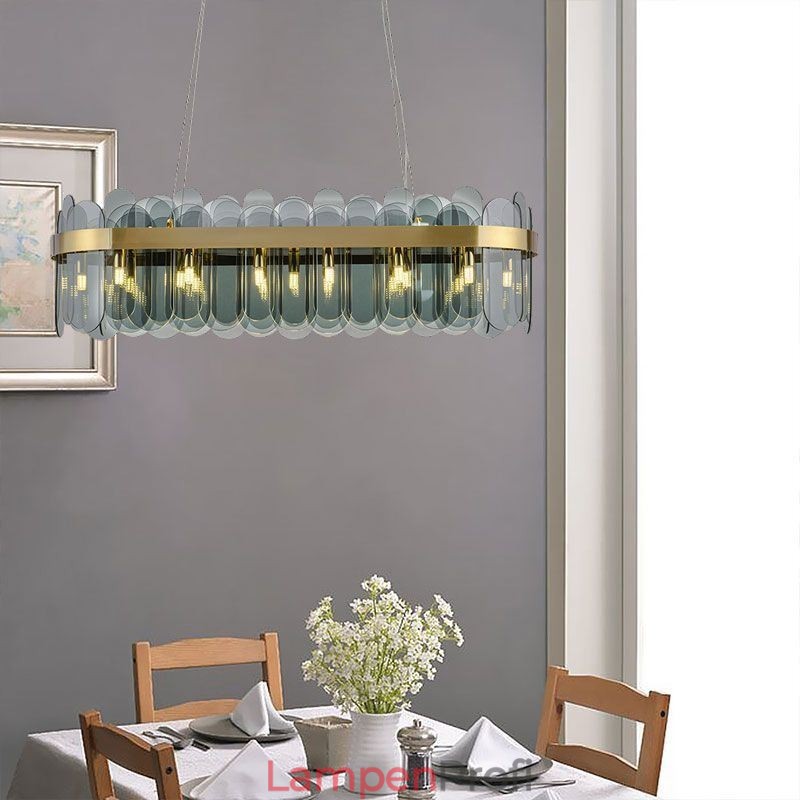 Minimalistische Glas Pendelleuchte Einzigartige Farbe Rechteck Deckenleuchte Insel