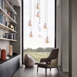 Pendelleuchte Glas Cluster Deckenleuchte Gold Nickel Gebürstet+Milchglaskugel