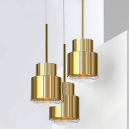 Postmoderne Glas Pendelleuchte Goldene Zylinderlampe Helle Beleuchtung