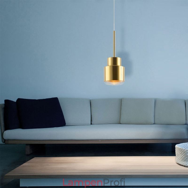 Postmoderne Glas Pendelleuchte Goldene Zylinderlampe Helle Beleuchtung