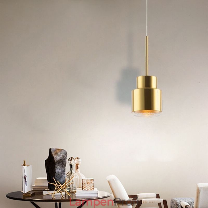 Postmoderne Glas Pendelleuchte Goldene Zylinderlampe Helle Beleuchtung