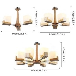 Nordische Holz Pendelleuchte Glas Lampenschirm Kronleuchter