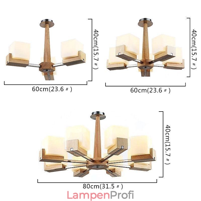 Nordische Holz Pendelleuchte Glas Lampenschirm Kronleuchter