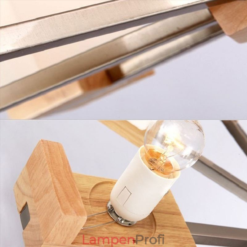 Nordische Holz Pendelleuchte Glas Lampenschirm Kronleuchter