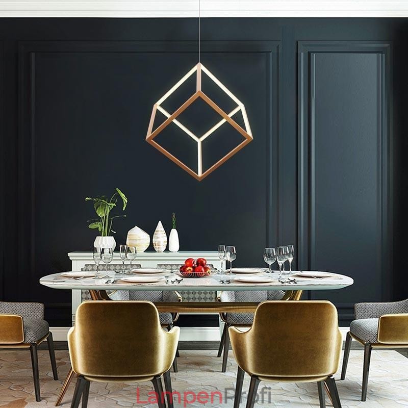 Postmoderne Pendelleuchte, geometrisches Gold-Hängelicht