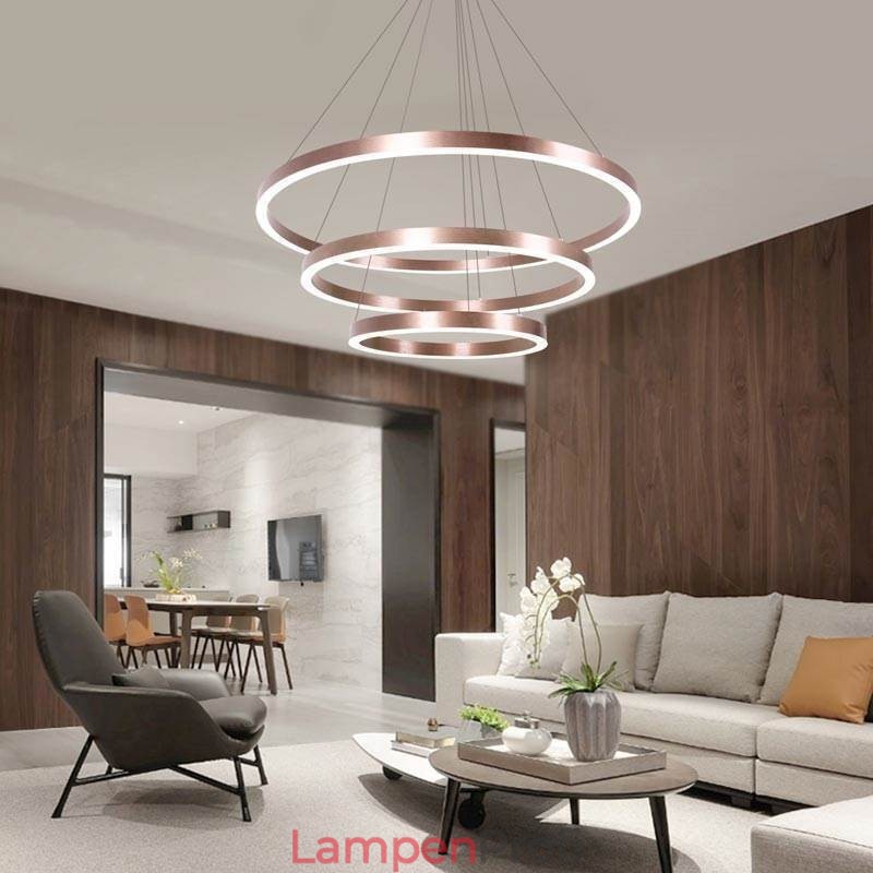 Pendelleuchte Zeichnung Handwerk 3 Ringe Lampe 80+60+40cm