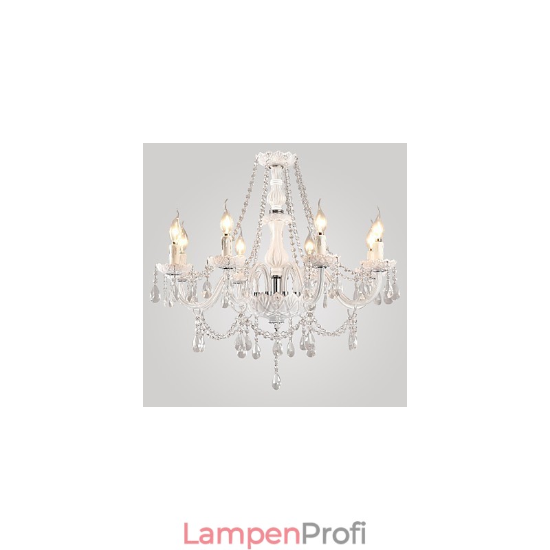 Kronleuchter Weiß Kristall Modern Living 8 Lichter