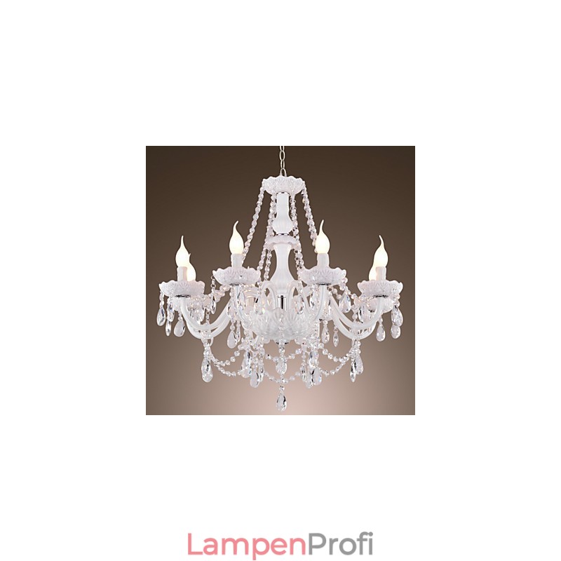 Kronleuchter Weiß Kristall Modern Living 8 Lichter