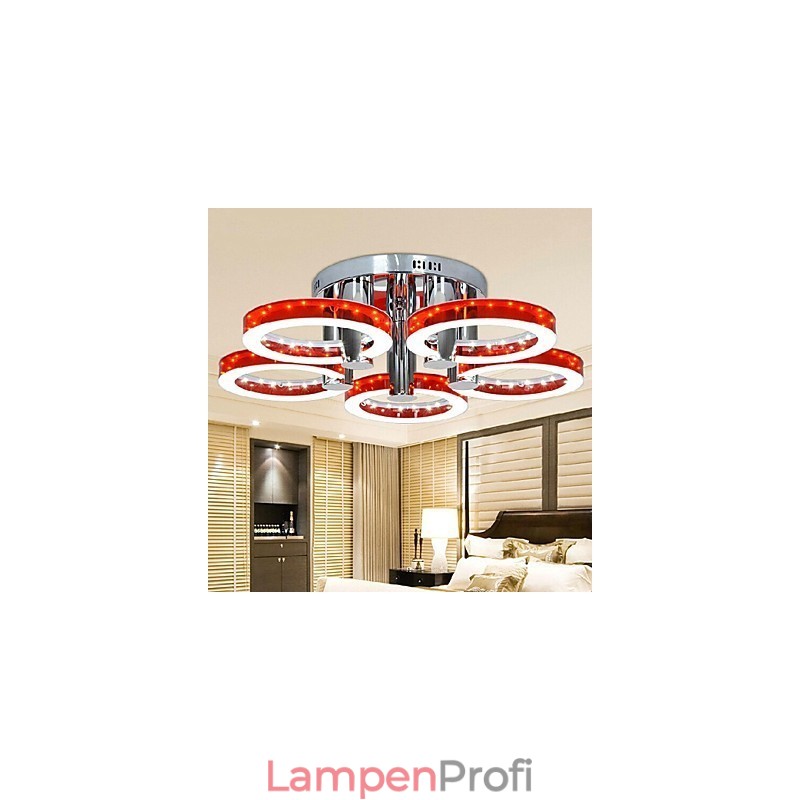 Moderner roter Kronleuchter aus Acryl mit 5 Lichtern (Chrom-Finish)