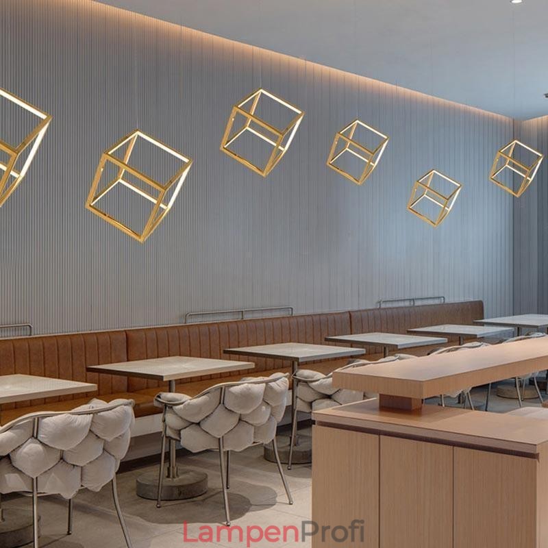 Postmoderne Pendelleuchte, geometrisches Gold-Hängelicht