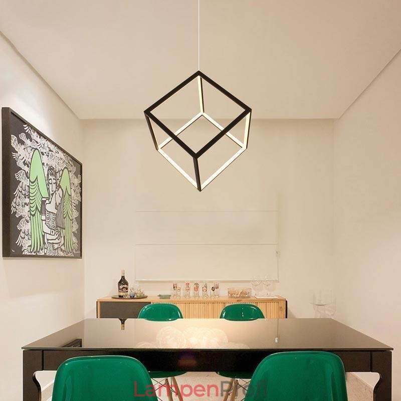 Schwarze Pendelleuchte Geometric Cube Lighting LBY18069