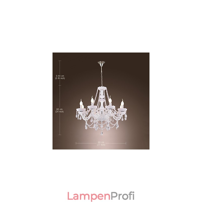 Kronleuchter Weiß Kristall Modern Living 8 Lichter