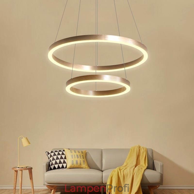 Pendelleuchte Zeichnung Handwerk 2 Ringe Lampe 60+40cm