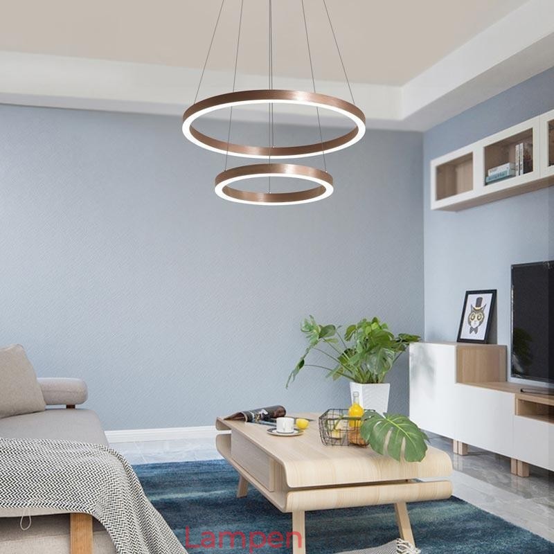 Pendelleuchte Zeichnung Handwerk 2 Ringe Lampe 60+40cm